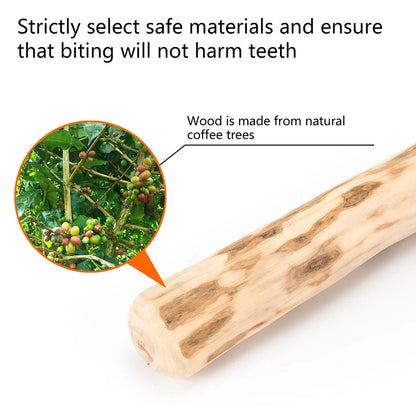Natural Coffee Wood Dog Chewing Stick - Bite-Resistant Teeth Grinding Toy for Anxiety Relief