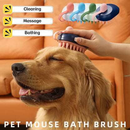 Soft Silicone Pet Hair Remover Comb - Handheld Bath and Shower Brush for Dogs and Cats, Ideal for Cleaning and Massage