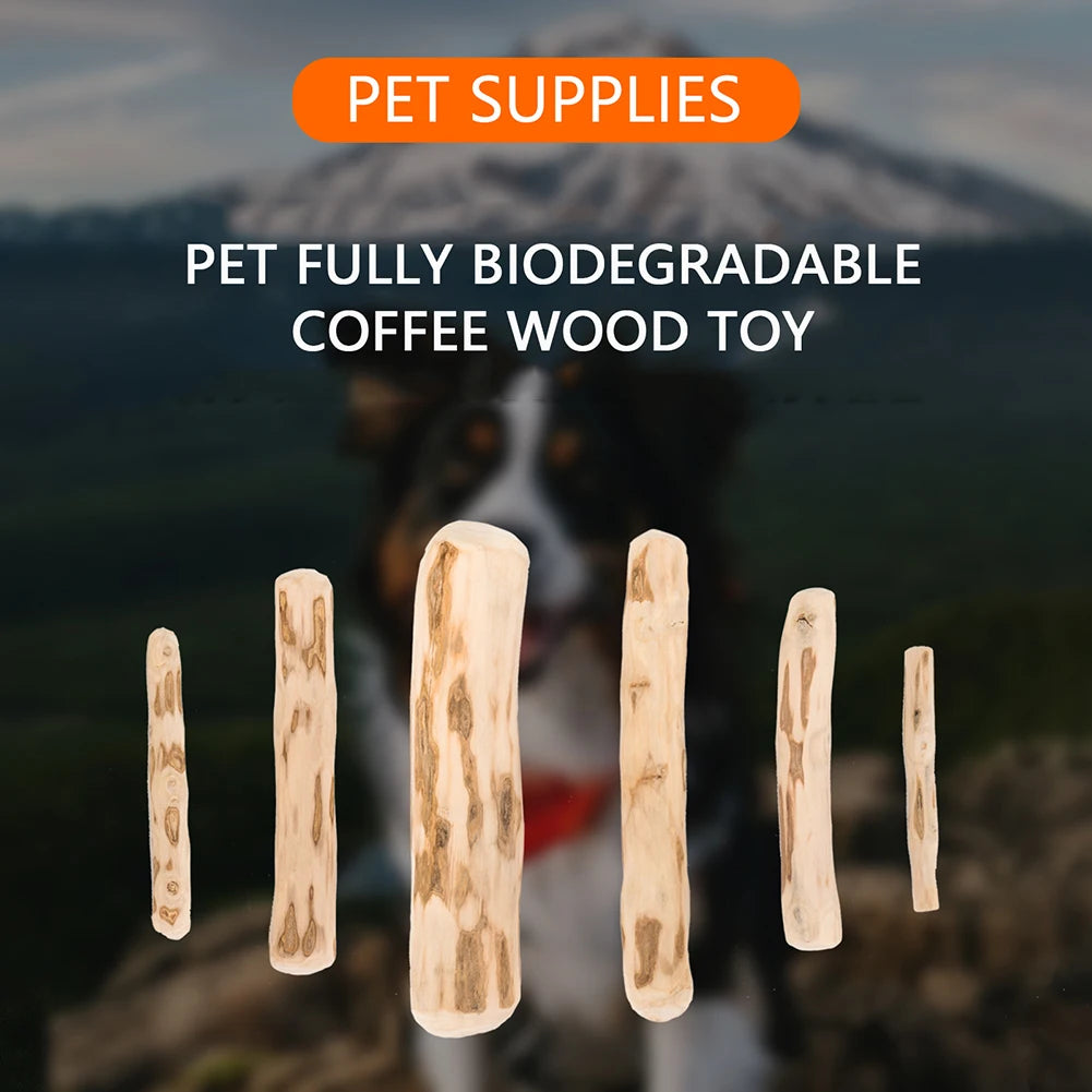 Natural Coffee Wood Dog Chewing Stick - Bite-Resistant Teeth Grinding Toy for Anxiety Relief