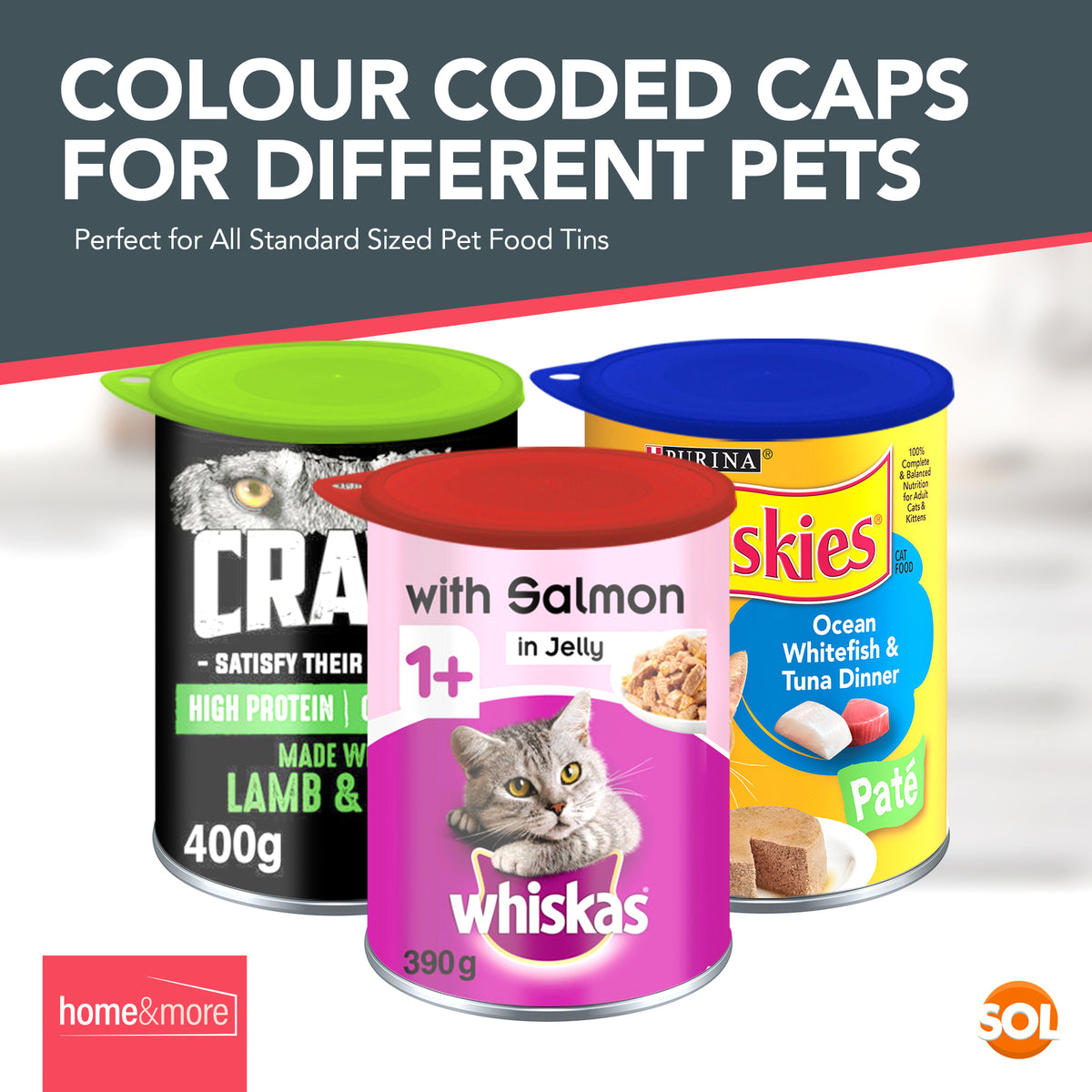 Reusable Plastic Can Lids for Pet Food Storage - Set of 6 Dog and Cat Tin Covers