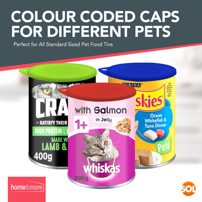 Reusable Plastic Can Lids for Pet Food Storage - Set of 6 Dog and Cat Tin Covers